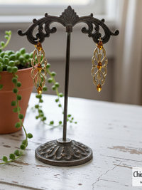 Amber Swarovski Rhinestone Filigree Pendant Earrings