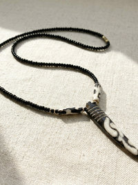 Batik Bone Tooth Pendant on Beaded Chain