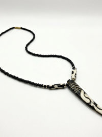 Batik Bone Tooth Pendant on Beaded Chain
