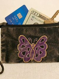 Black Butterfly Wristlet Coin Purse