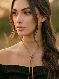 Boho Chic: Brown Suede Lariat Feather Necklace - Adjustable Length, Long Bohemian Jewelry