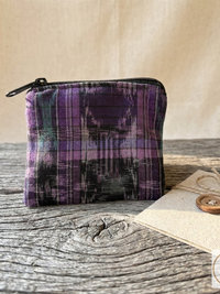 Guatemalan Corte Coin Purse - Handwoven Boho Fabric Zipper Pouch Small Makeup Bag