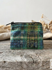 Guatemalan Corte Coin Purse - Handwoven Boho Fabric Zipper Pouch Small Makeup Bag