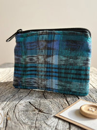 Guatemalan Corte Coin Purse - Handwoven Boho Fabric Zipper Pouch Small Makeup Bag