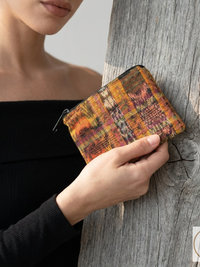 Guatemalan Corte Coin Purse - Handwoven Boho Fabric Zipper Pouch Small Makeup Bag