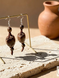 Dance with Druids Wood Earrings - Handcrafted Earthy Statement Dangles