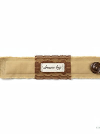 Boho Cotton Cuff Bracelet – Embroidered Dream Big Quote, Vintage Lace Detail