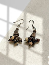 Flora Wooden Earrings - Handcrafted Wood Bead Earrings