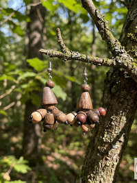 Flora Wooden Earrings - Handcrafted Wood Bead Earrings