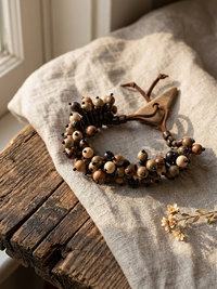 Flora Wood Bead Bracelet, Adjustable Suede Cord, Handcrafted Earthy Jewelry