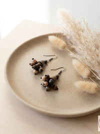 Flora Wooden Earrings - Handcrafted Wood Bead Earrings