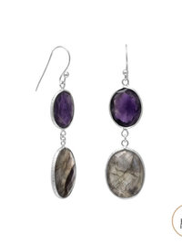 Freeform Amethyst and Labradorite Earrings