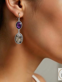 Freeform Amethyst and Labradorite Earrings