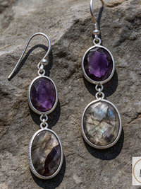 Freeform Amethyst and Labradorite Earrings