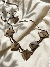 Geometric Wood Triangle Statement Necklace