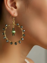 Elegant Green Crystal Hoop Earrings