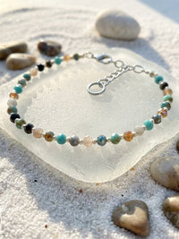 Handcrafted Faceted Pastel Beaded Anklet - Boho Beach Style