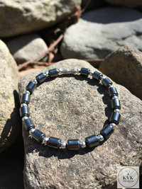Hematite Barrel Bead Bracelet