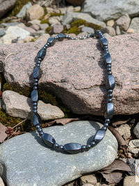 Men's Magnetic Hematite Twisted Bead Necklace