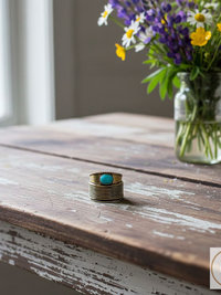 Turquoise Stone Brass Ring