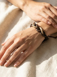 Wooden Twist Bracelet - Adjustable Suede Cord, Handcrafted Earthy Jewelry