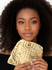 Beige Square Crystal Pouch