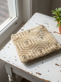 Beige Square Crystal Pouch