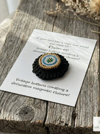 Magnetic Button Brooch Pin - Fabric Safe No Sew Vintage Style Scarf Clip