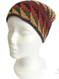 Earth Zig Zag Kufi Skull Cap - Crocheted Beanie Hat, Ethically sourced