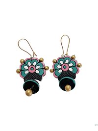 Handcrafted Flower Clay Earrings - Boho Statement Jewelry, Nature Inspired