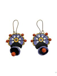 Handcrafted Flower Clay Earrings - Boho Statement Jewelry, Nature Inspired