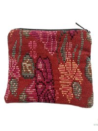 Colorful Guatemalan Huipil Coin Purse - Handmade Boho Wallet with Zip Top Closure