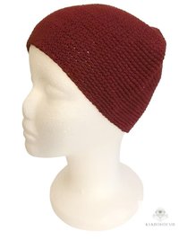 Maroon Kufi Skull Cap - Crocheted Beanie Hat, Ethically sourced