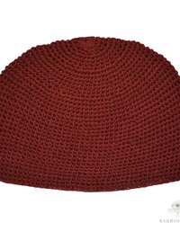 Maroon Kufi Skull Cap - Crocheted Beanie Hat, Ethically sourced