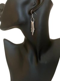 Boho Sterling Silver Fringe Paddle Earrings - Statement Jewelry