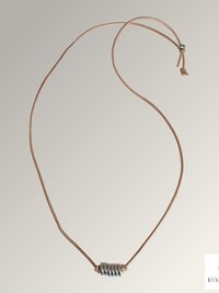 Boho Leather & Silver Choker Bead Necklace - Adjustable Minimalist Style