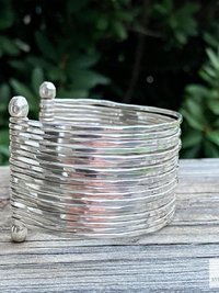 Wide Hammered Silver Cuff Bracelet: Handcrafted Boho Jewelry
