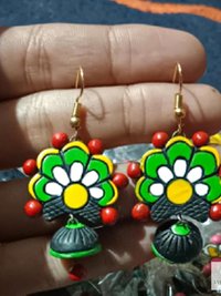 Handcrafted Flower Clay Earrings - Boho Statement Jewelry, Nature Inspired