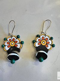 Handcrafted Flower Clay Earrings - Boho Statement Jewelry, Nature Inspired