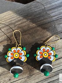 Handcrafted Flower Clay Earrings - Boho Statement Jewelry, Nature Inspired