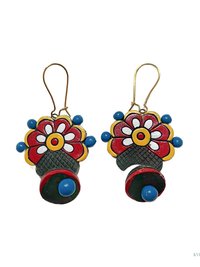 Handcrafted Flower Clay Earrings - Boho Statement Jewelry, Nature Inspired