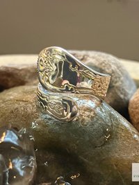 Sterling Silver Flower Spoon Ring - Boho Ring, Artisan Silverware Jewelry