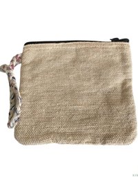Striped Hemp Coin Purse Wristlet: Artisan-made Handcrafted Pouch