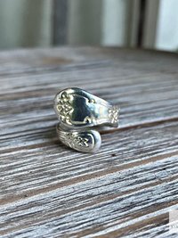 Sterling Silver Flower Spoon Ring - Boho Ring, Artisan Silverware Jewelry