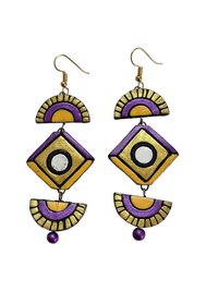 Handcrafted Clay Chandelier Earrings - Boho Statement Jewelry