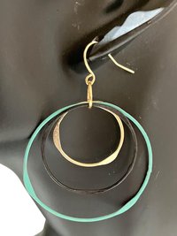 Boho Mixed Metal Round Earrings - Circle Dangle Earrings, Statement Jewelry