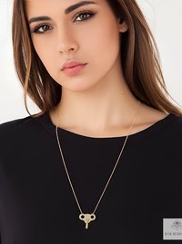 Vintage Clock Key Necklace: Antique Brass Boho Pendant