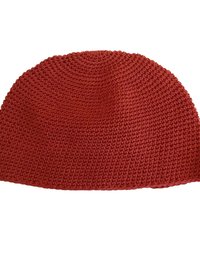 Red Kufi Skull Cap - Crocheted Beanie Hat, Ethically sourced