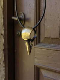 Brass Crow Skull Necklace Pendant - Gothic Necklace - Boho Jewelry