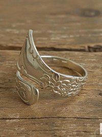 Sterling Silver Flower Spoon Ring - Boho Ring, Artisan Silverware Jewelry